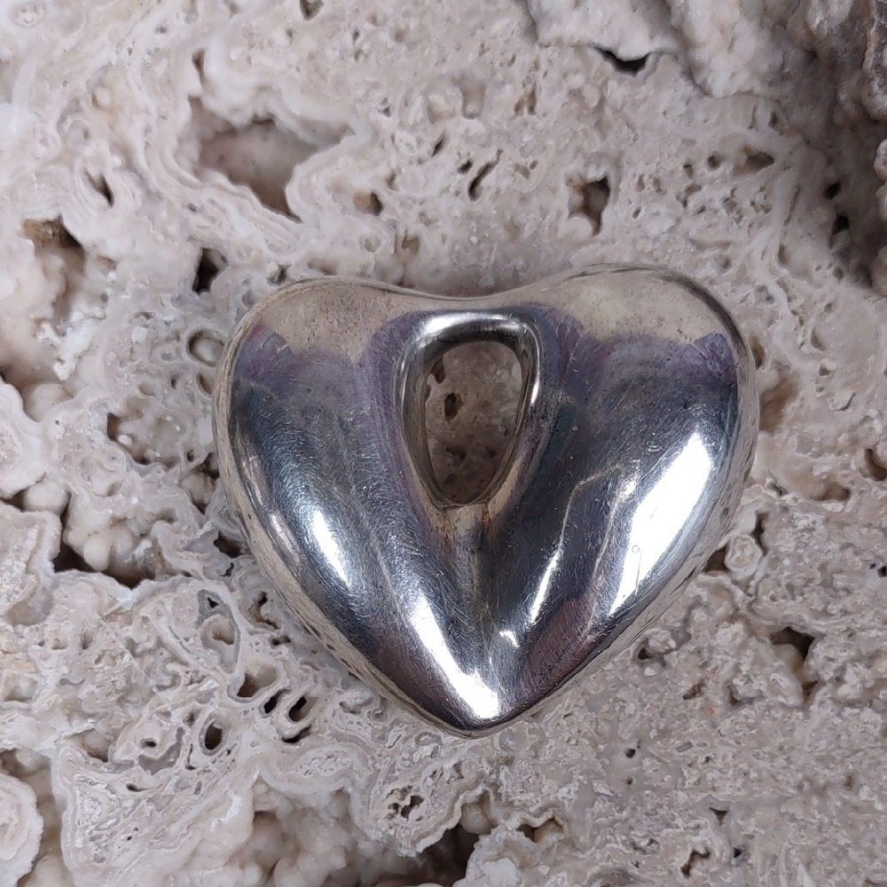 Sterling Silver Puffed Floating Heart Pendant